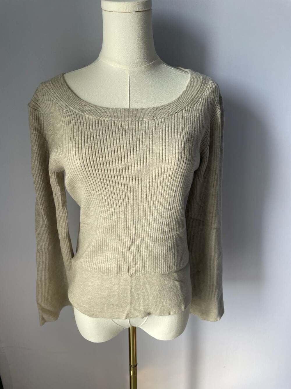Splendid Marled Beige Ribbed Sweater